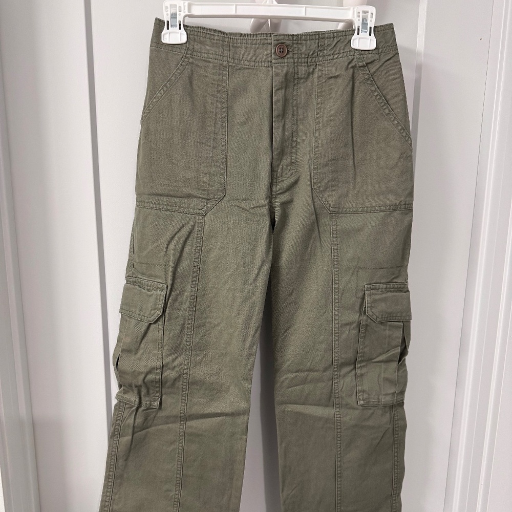 Abercrombie High Rise Cargo Pants Olive Green Khaki 25/0 - Picture 3 of 8